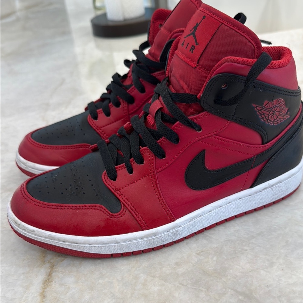 Nike Red and Black Jordan High Top Sneakers